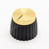 Botón potenciómetro tipo Marshall® Negro/dorado para eje estriado.