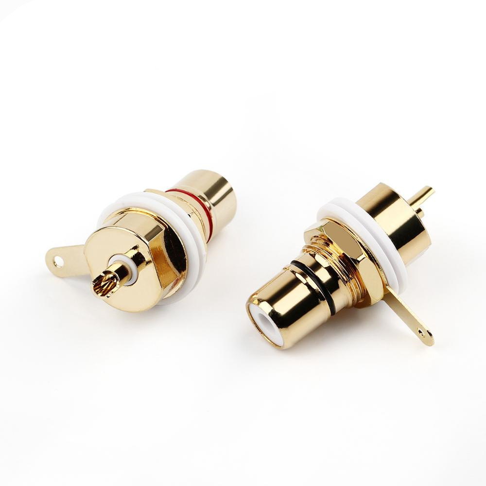 10 Pcs Gold Plated RCA Phono Chassis Panel Mount Female Socket Connector CA 
