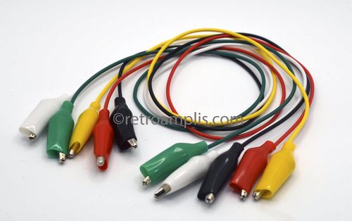 Set of 5 cables with clips, 50cm, multicolor.