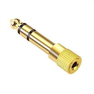 Gold adapter; 6.35mm stereo male plug / 3.5mm jack