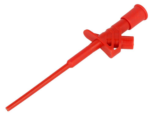 Clip on probe, pincers type. 4mm max grip capacity. Red
