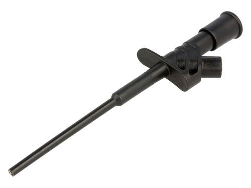 Clip on probe, pincers type. 4mm max grip capacity. Black