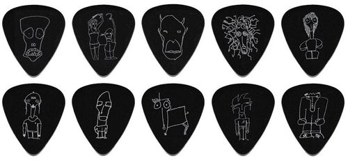 Set 10 "Joe Satriani signature" picks, svart färg. Medium kaliber (0.70mm). D'ADDARIO®
