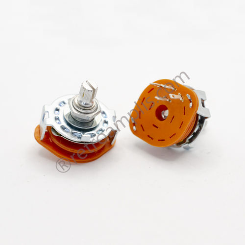 Metal 1P3T rotary switch, solder lugs, knurled shaft Ø6x15mm