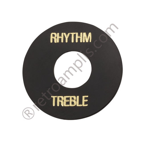 Black switchwashers (Rhythm / Treble), gold lettering, for Les Paul